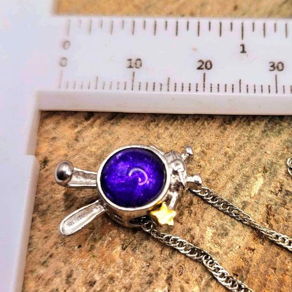 Genuine Nature Purple Meteorite Bunny Astronaut S925 Pendant Necklace - Picture 9 of 10
